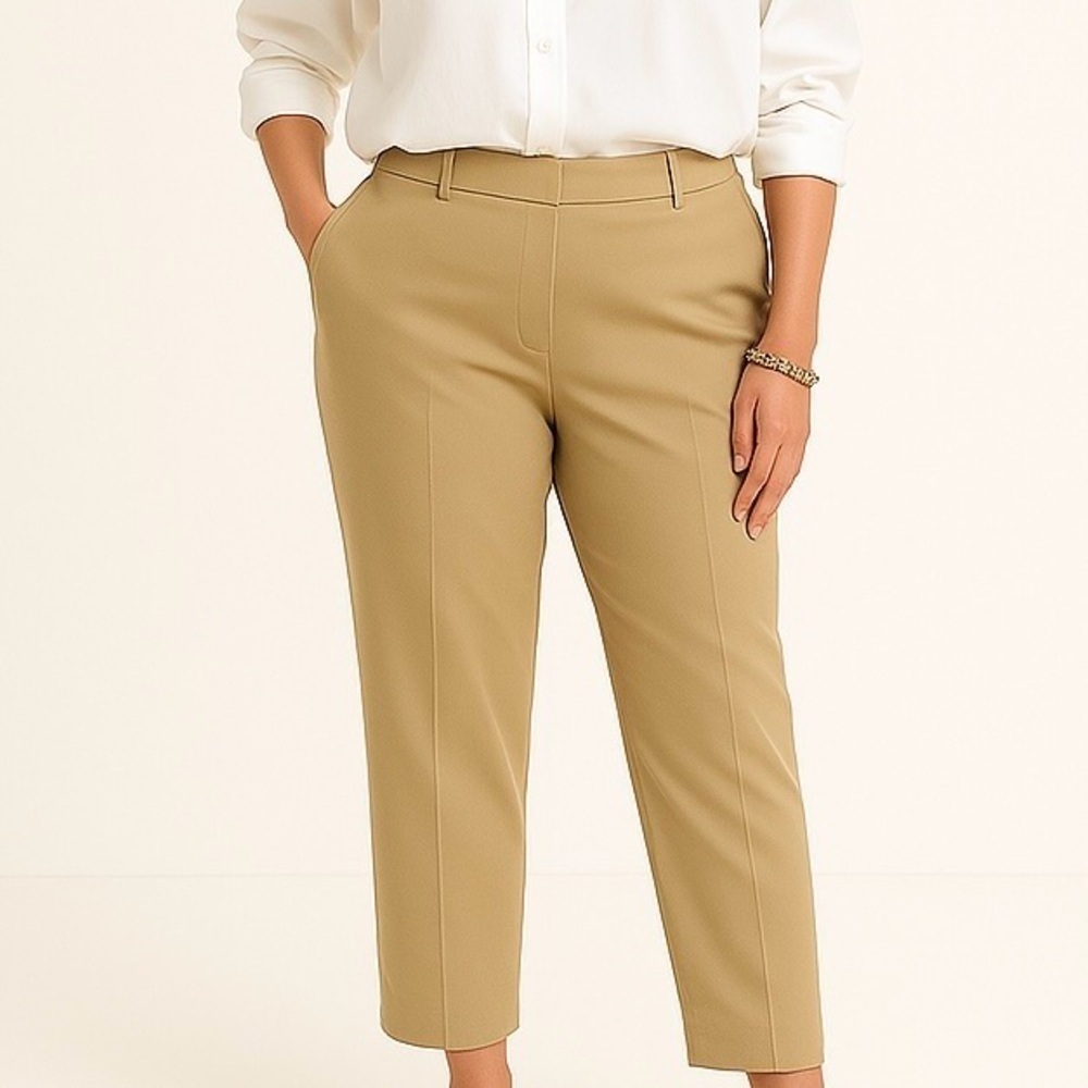 NYGARD Ankle Pants Tapered Smooth Front Clip&Zip Ponte Comfy Mid Rise Beige 12